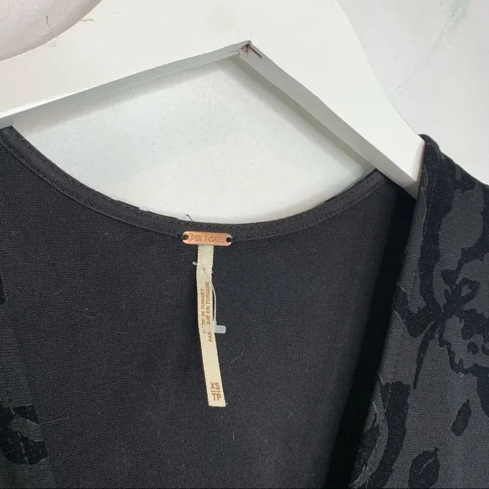 Free people brocade textured bodycon low V neck